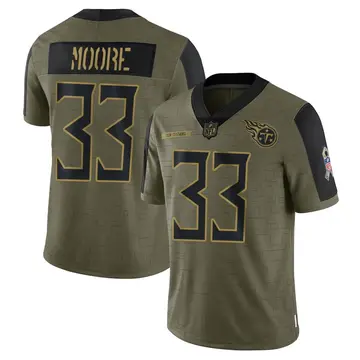 Nike A.J. Moore Men's Limited Tennessee Titans Olive 2021 Salute To Service Jersey
