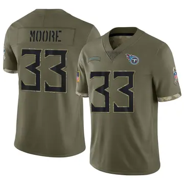 Nike A.J. Moore Men's Limited Tennessee Titans Olive 2022 Salute To Service Jersey