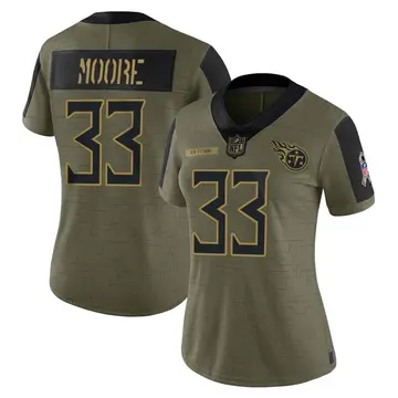 Nike A.J. Moore Women's Limited Tennessee Titans Olive 2021 Salute To Service Jersey