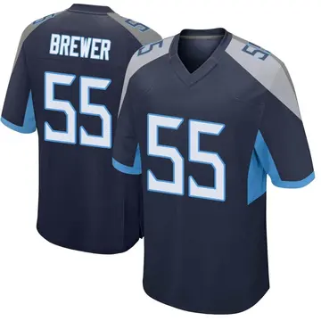 Nike Aaron Brewer Men's Game Tennessee Titans Navy Jersey