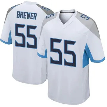 Nike Aaron Brewer Men's Game Tennessee Titans White Jersey