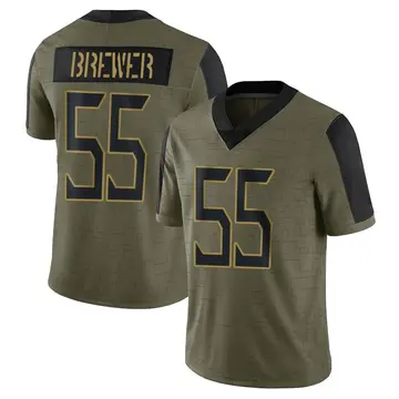 Nike Aaron Brewer Men's Limited Tennessee Titans Olive 2021 Salute To Service Jersey