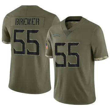 Nike Aaron Brewer Men's Limited Tennessee Titans Olive 2022 Salute To Service Jersey