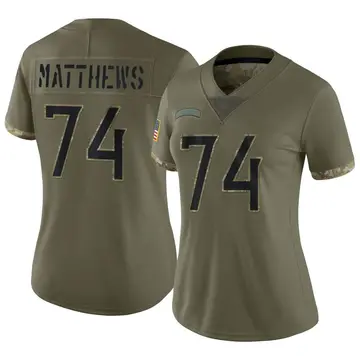 Nike Bruce Matthews Women's Limited Tennessee Titans Olive 2022 Salute To Service Jersey