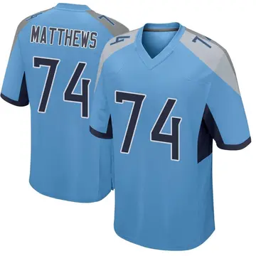 Nike Bruce Matthews Youth Game Tennessee Titans Light Blue Jersey