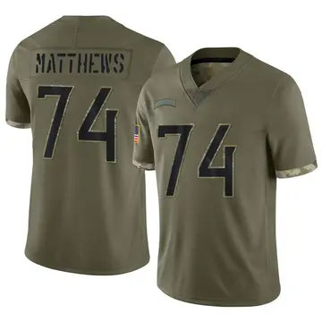 Nike Bruce Matthews Youth Limited Tennessee Titans Olive 2022 Salute To Service Jersey