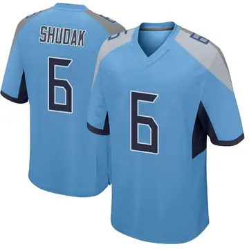 Nike Caleb Shudak Men's Game Tennessee Titans Light Blue Jersey