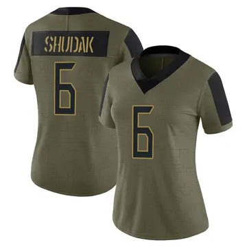 Nike Caleb Shudak Women's Limited Tennessee Titans Olive 2021 Salute To Service Jersey
