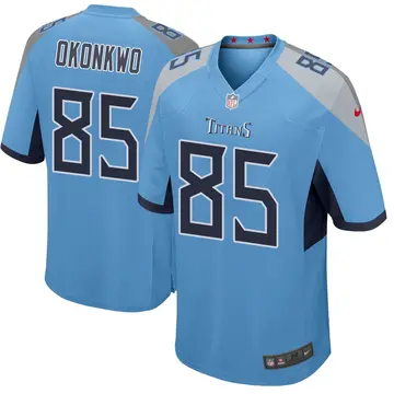 Nike Chigoziem Okonkwo Men's Game Tennessee Titans Light Blue Jersey