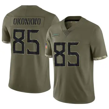 Nike Chigoziem Okonkwo Men's Limited Tennessee Titans Olive 2022 Salute To Service Jersey