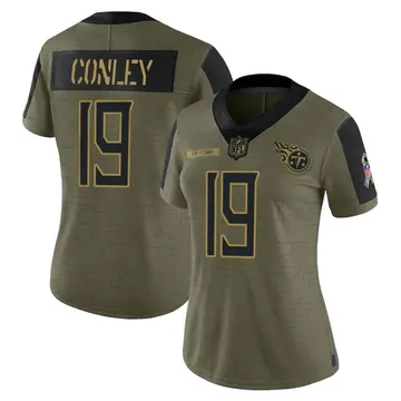 Nike Chris Conley Women's Limited Tennessee Titans Olive 2021 Salute To Service Jersey