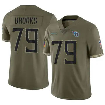 Nike Curtis Brooks Men's Limited Tennessee Titans Olive 2022 Salute To Service Jersey
