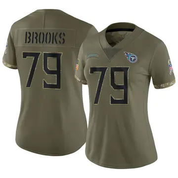 Nike Curtis Brooks Women's Limited Tennessee Titans Olive 2022 Salute To Service Jersey