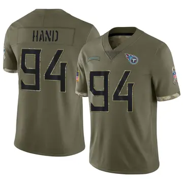 Nike Da'Shawn Hand Men's Limited Tennessee Titans Olive 2022 Salute To Service Jersey