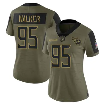Nike DeMarcus Walker Women's Limited Tennessee Titans Olive 2021 Salute To Service Jersey