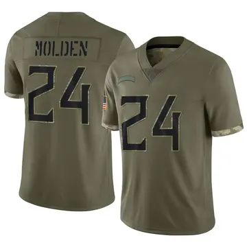 Nike Elijah Molden Men's Limited Tennessee Titans Olive 2022 Salute To Service Jersey