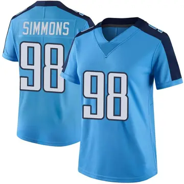 Nike Jeffery Simmons Women's Limited Tennessee Titans Light Blue Color Rush Jersey