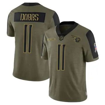 Nike Joshua Dobbs Men's Limited Tennessee Titans Olive 2021 Salute To Service Jersey