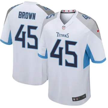 Nike Kyron Brown Men's Game Tennessee Titans White Jersey