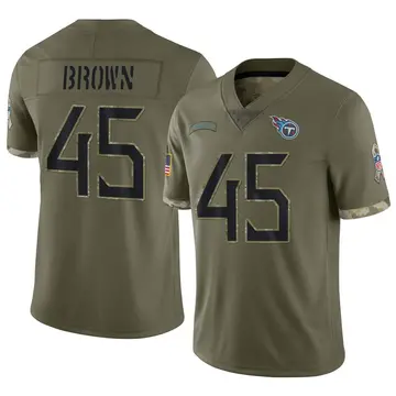 Nike Kyron Brown Youth Limited Tennessee Titans Olive 2022 Salute To Service Jersey