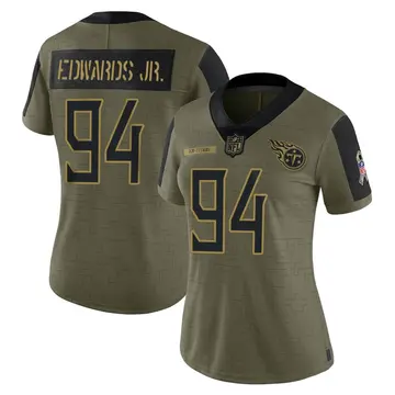 Nike Mario Edwards Jr. Women's Limited Tennessee Titans Olive 2021 Salute To Service Jersey
