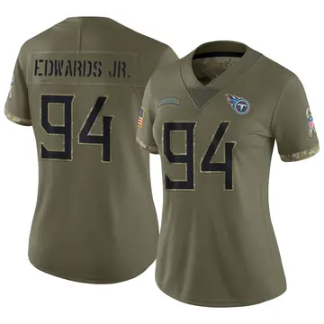 Nike Mario Edwards Jr. Women's Limited Tennessee Titans Olive 2022 Salute To Service Jersey