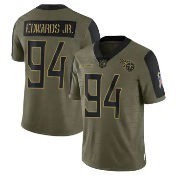 Nike Mario Edwards Jr. Youth Limited Tennessee Titans Olive 2021 Salute To Service Jersey
