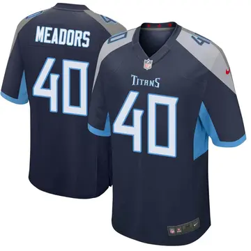 Nike Nate Meadors Men's Game Tennessee Titans Navy Jersey