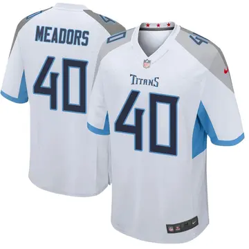 Nike Nate Meadors Men's Game Tennessee Titans White Jersey