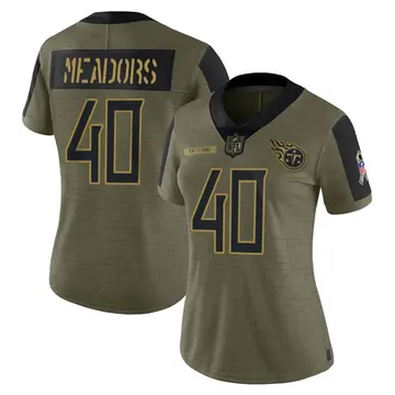 Nike Nate Meadors Women's Limited Tennessee Titans Olive 2021 Salute To Service Jersey