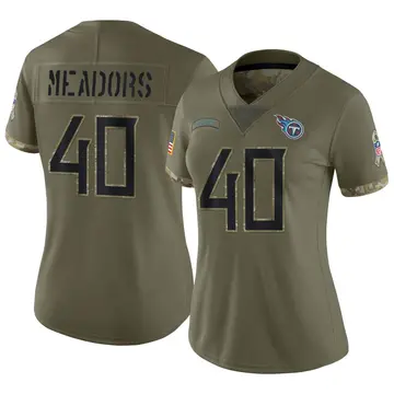 Nike Nate Meadors Women's Limited Tennessee Titans Olive 2022 Salute To Service Jersey