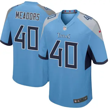 Nike Nate Meadors Youth Game Tennessee Titans Light Blue Jersey