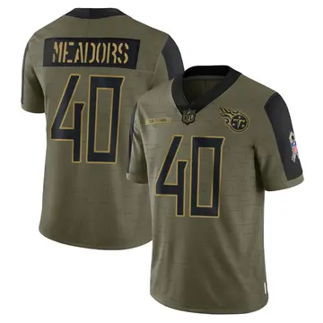 Nike Nate Meadors Youth Limited Tennessee Titans Olive 2021 Salute To Service Jersey