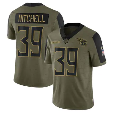 Nike Terrance Mitchell Men's Limited Tennessee Titans Olive 2021 Salute To Service Jersey